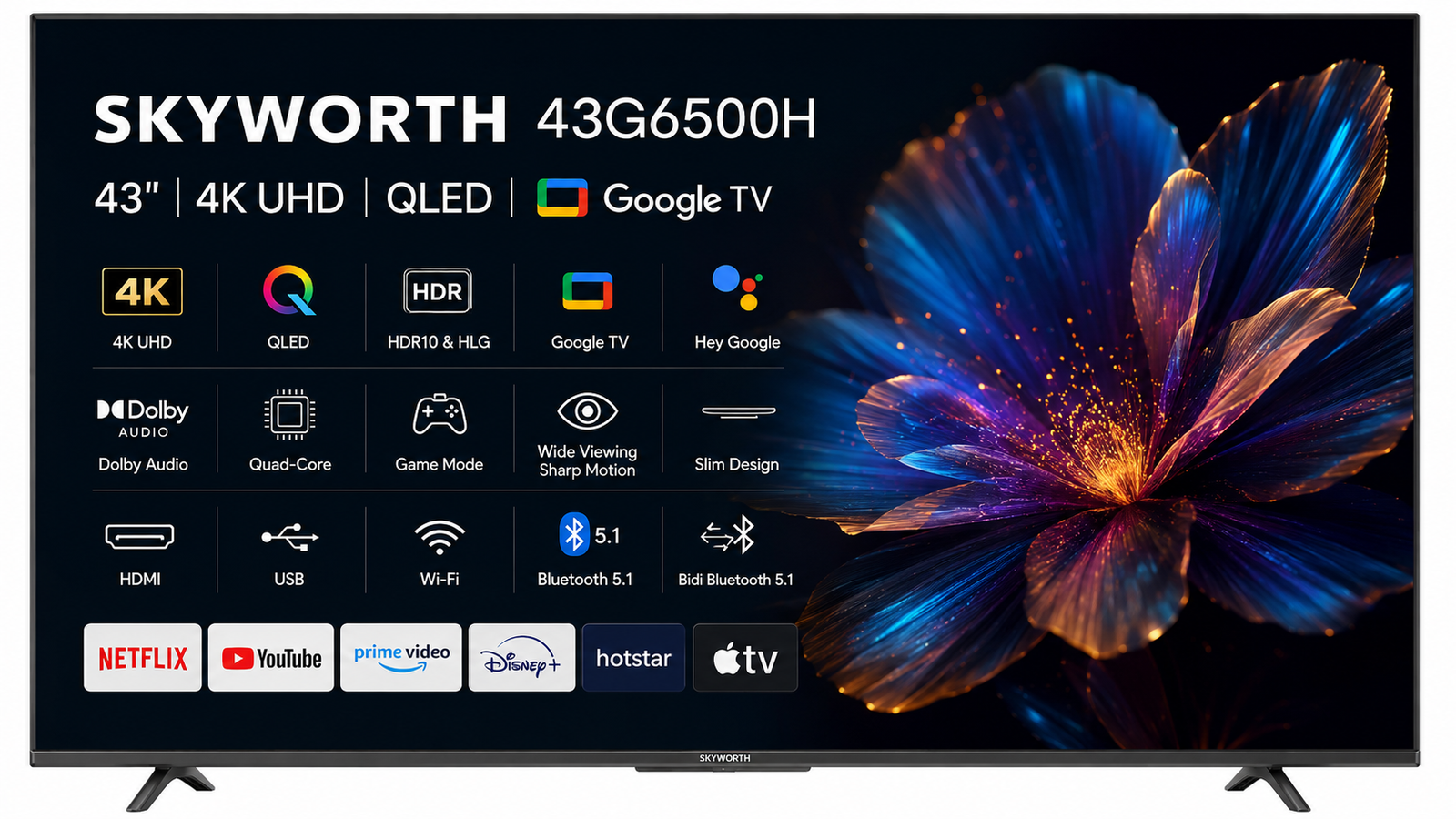 Skyworth 43G6500H 43 Inch 4K Google TV Skyworth 43G6500H 43 Inch 4K Google TV - Image 1