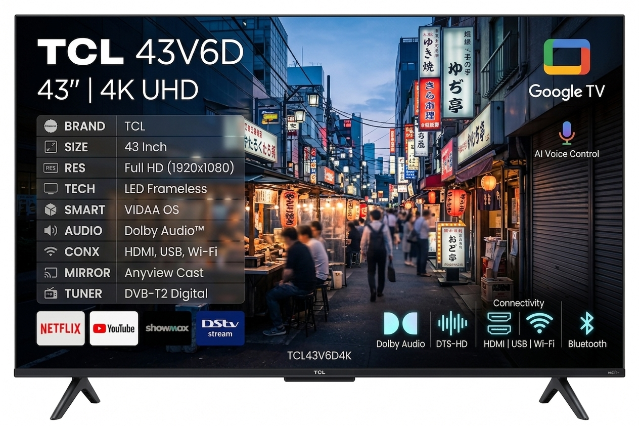 TCL 43V6D 43 Inch 4K Smart Google TV TCL 43V6D 43 Inch 4K Smart Google TV - Image 1