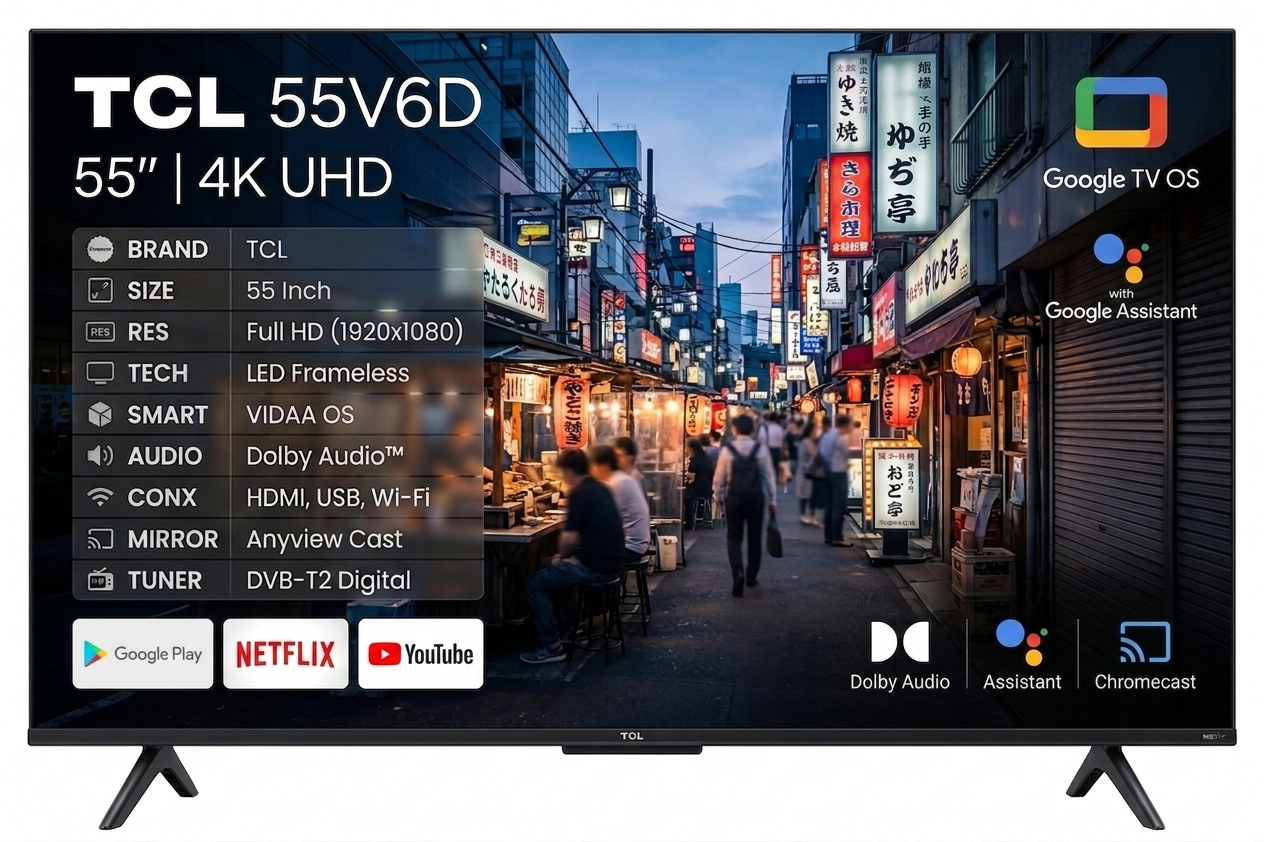 TCL 55V6D 55 Inch 4K LED Smart TV TCL 55V6D 55 Inch 4K LED Smart TV - Image 1