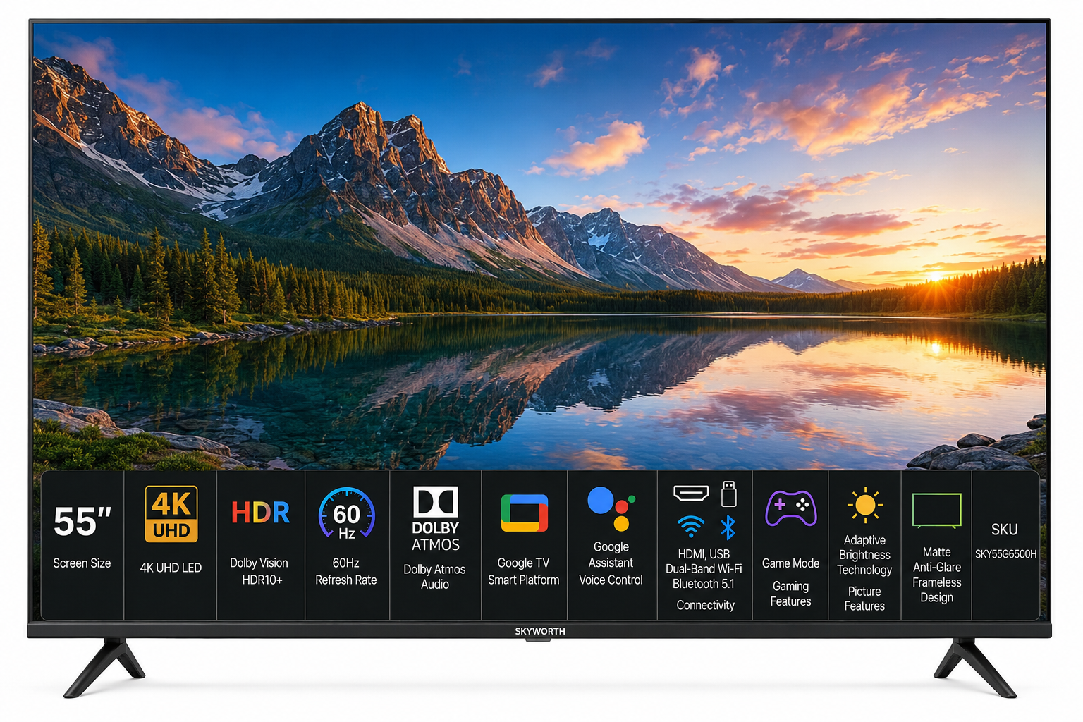 Skyworth 55G6500H 55 Inch 4K UHD Google TV Skyworth 55G6500H 55 Inch 4K UHD Google TV - Image 1