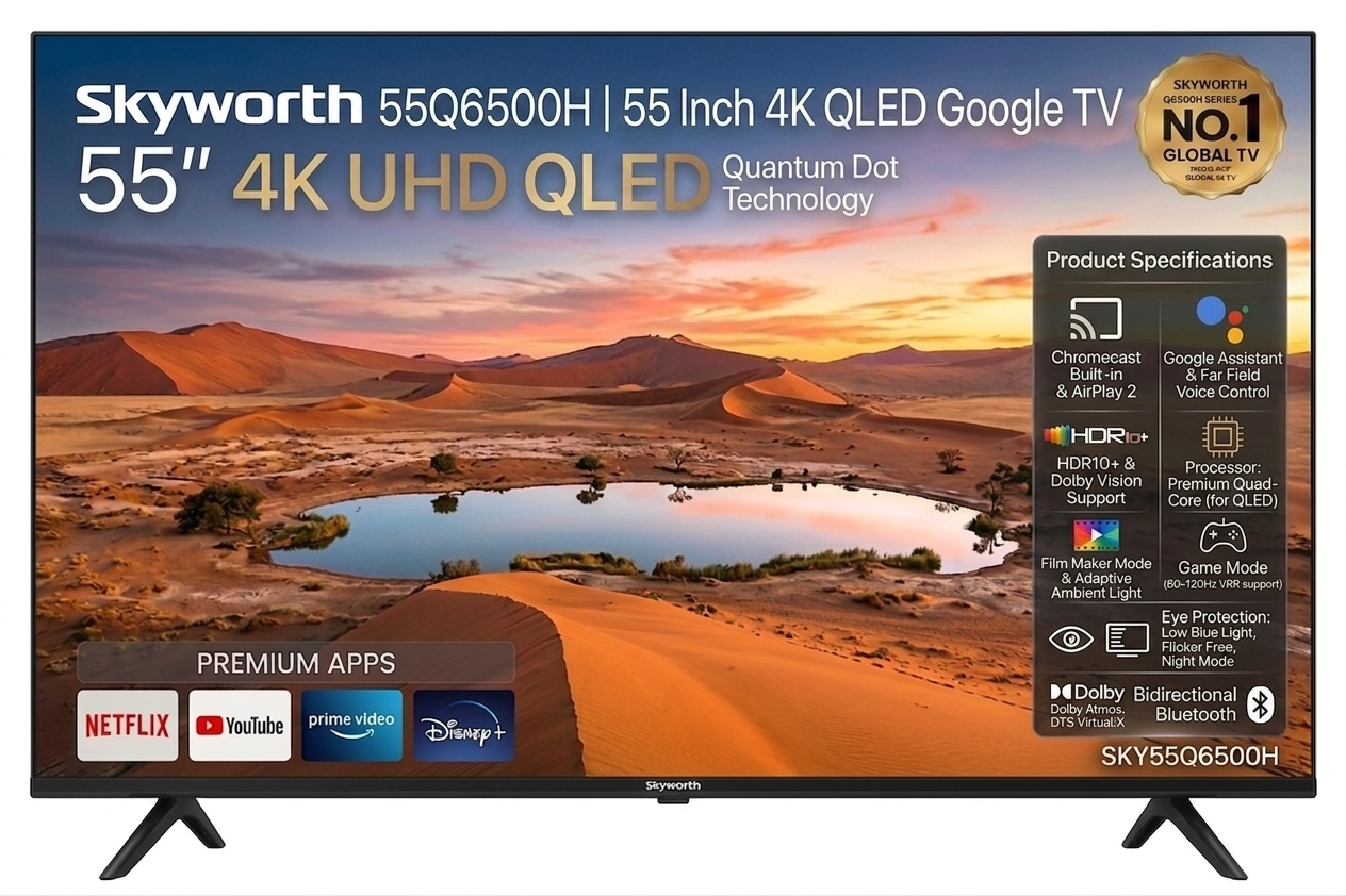Skyworth 55Q6500H 55 Inch 4K QLED Google TV Skyworth 55Q6500H 55 Inch 4K QLED Google TV - Image 1