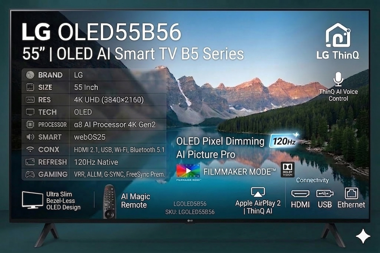 LG 55 Inch OLED AI B5 4K 120Hz Smart TV LG 55 Inch OLED AI B5 4K 120Hz Smart TV - Image 1
