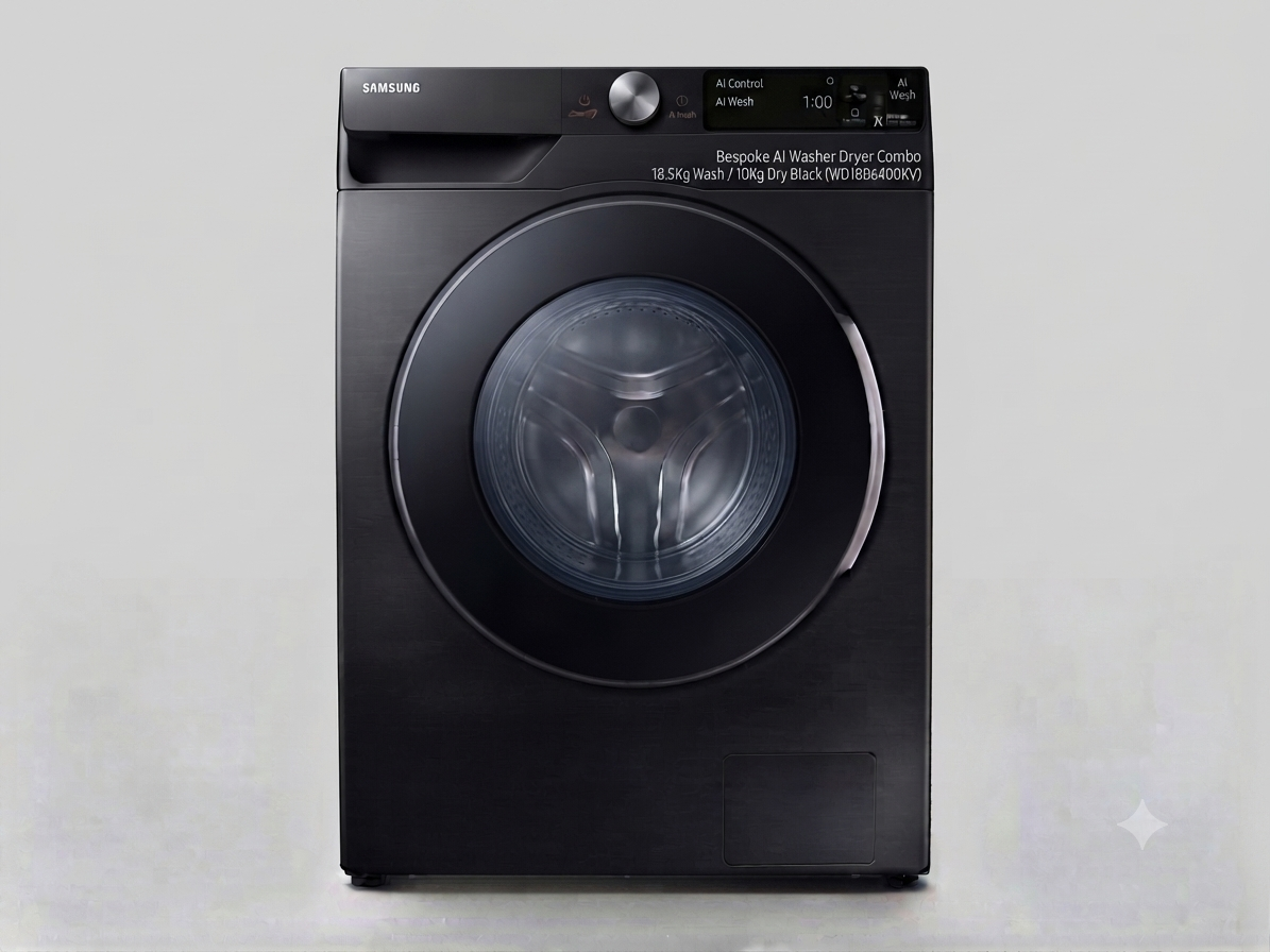 Gemini_Generated_Image_dc1g19dc1g19dc1g Samsung Bespoke AI Washer Dryer Combo 18.5Kg Wash / 10Kg Dry Black (WD18B6400KV) - Image 1