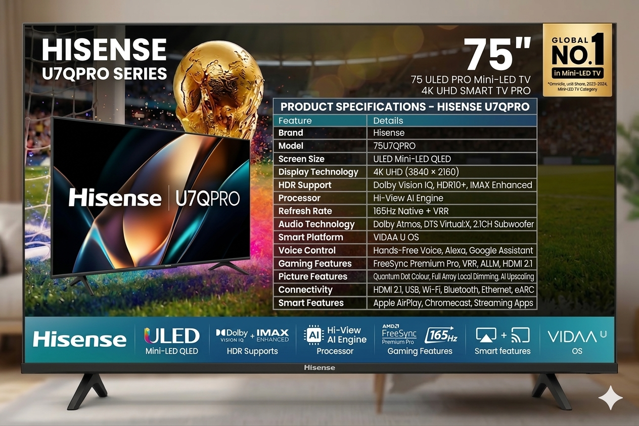 Hisense 75″ ULED PRO Mini-LED TV (U7QPRO) Hisense 75″ ULED PRO Mini-LED TV (U7QPRO) - Image 1