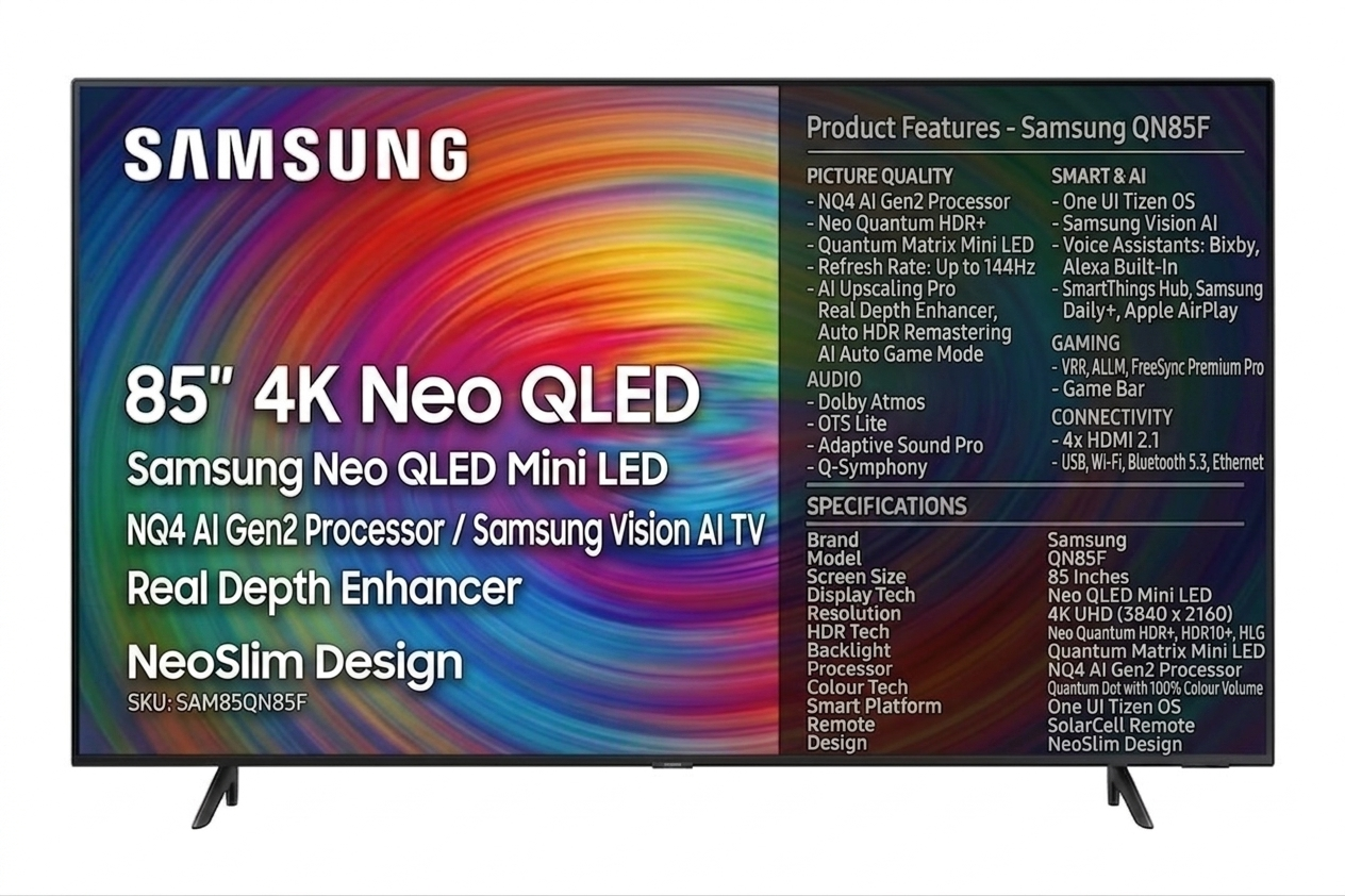 Gemini_Generated_Image_f7215f7215f7215f Samsung 85 Inch QN85F 4K Neo QLED Mini LED Vision AI TV - Image 1