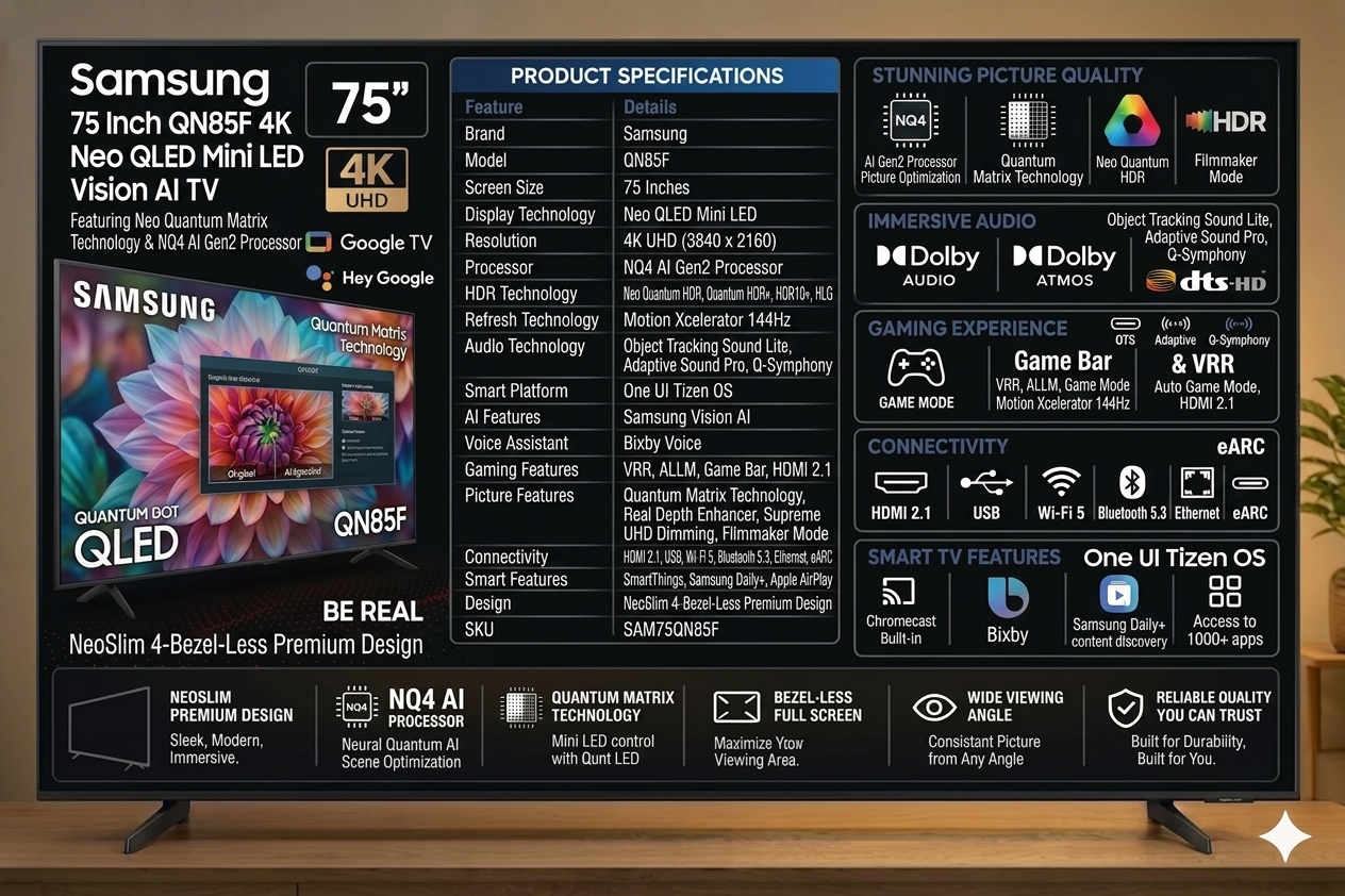 Gemini_Generated_Image_fptop4fptop4fpto Samsung 75 Inch QN85F 4K Neo QLED Mini LED Vision AI TV - Image 1