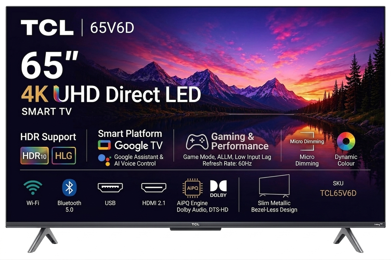TCL 65V6D 65 Inch 4K Smart Google TV TCL 65V6D 65 Inch 4K Smart Google TV - Image 1