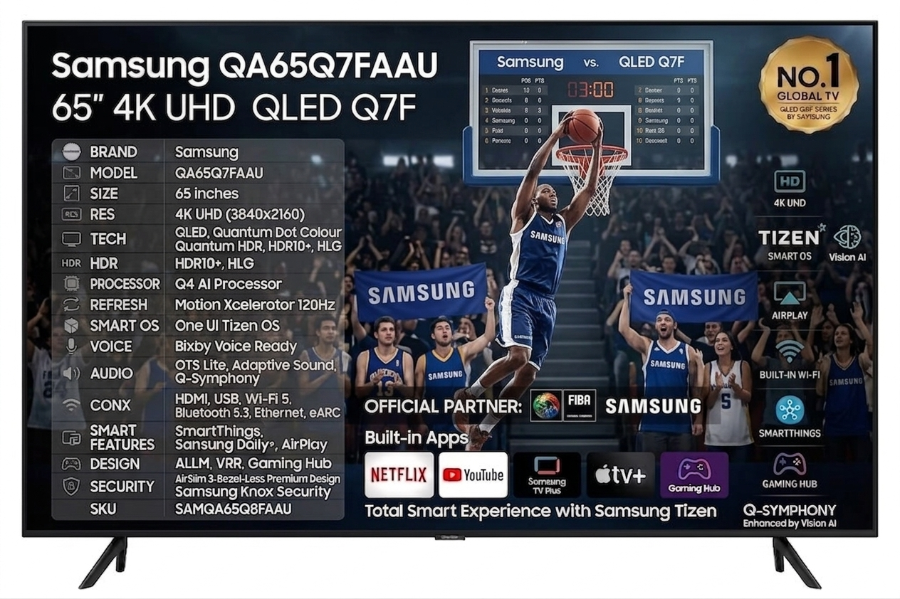 Samsung 65 Inch QLED Q7F 4K Vision AI Smart TV Samsung 65 Inch QLED Q7F 4K Vision AI Smart TV - Image 1