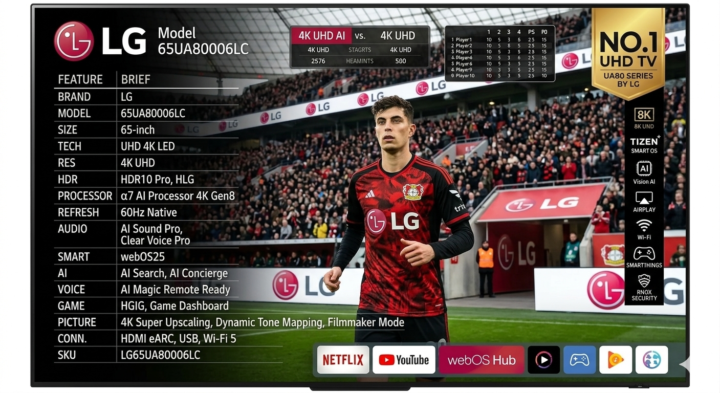 LG 65 Inch UHD AI UA80 4K Smart TV LG 65 Inch UHD AI UA80 4K Smart TV - Image 1