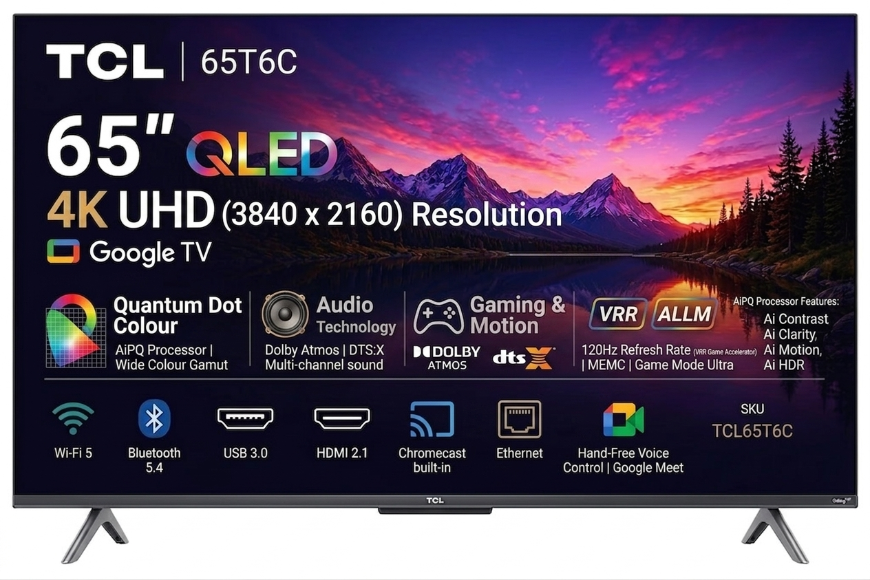 TCL T6C 65 Inch QLED Smart TV TCL T6C 65 Inch QLED Smart TV - Image 1